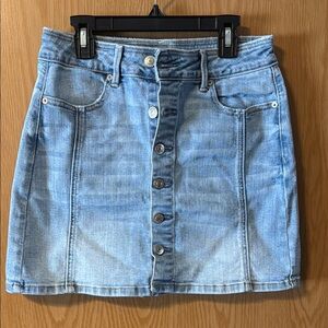 American Eagle Denim Button-Front Mini Skirt